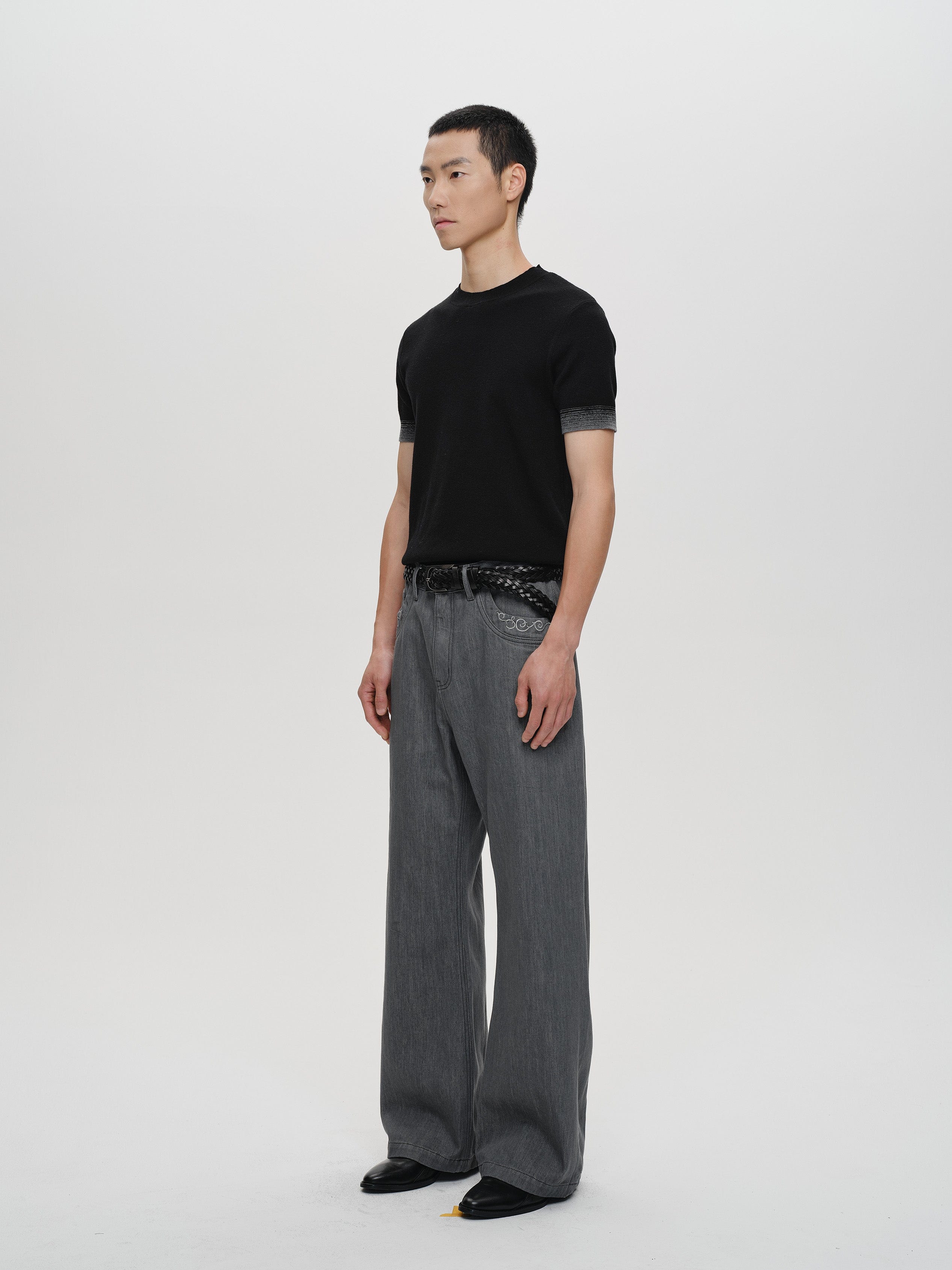 CATSSTAC Floral Embroidered Flared Jeans
