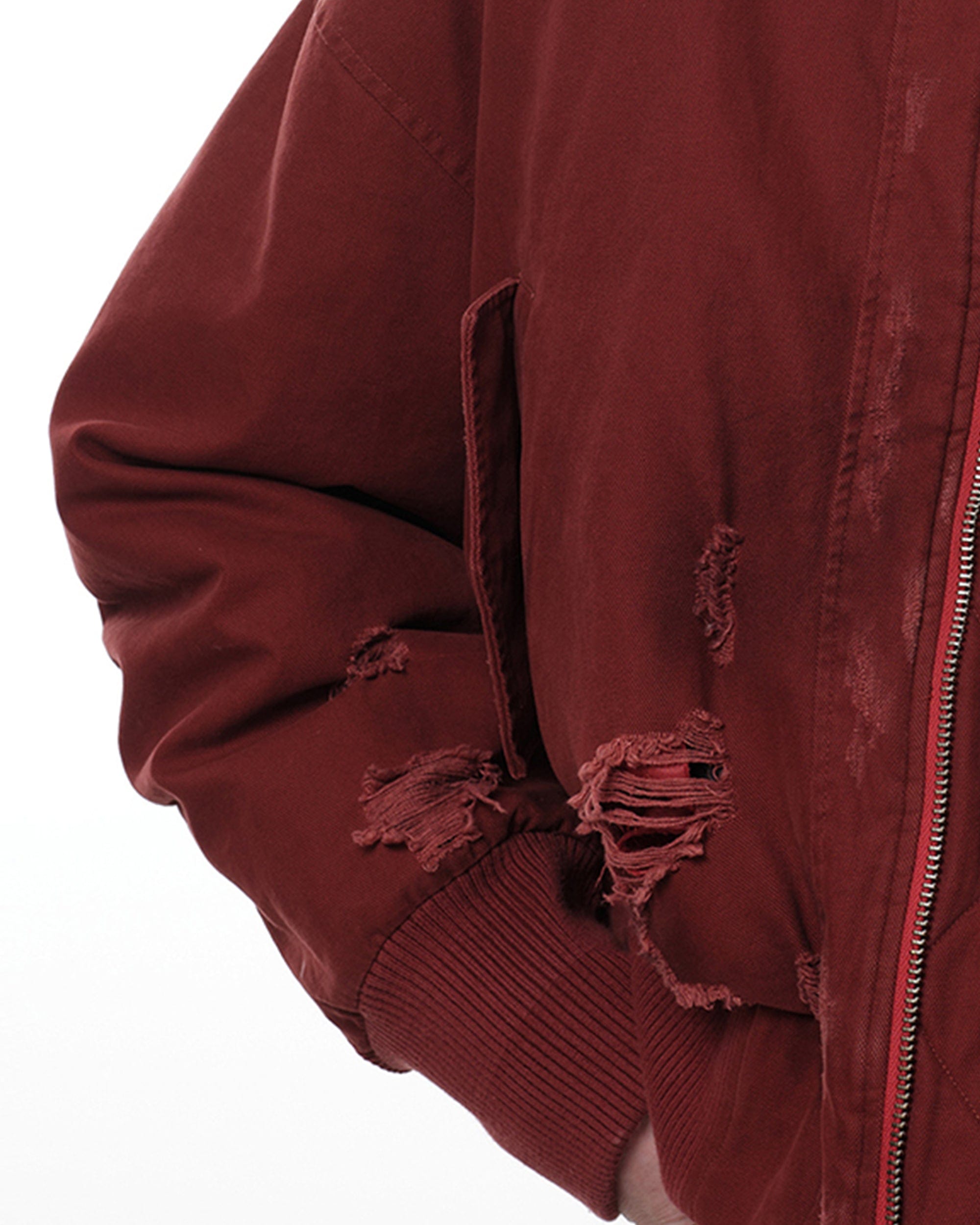 FACEONLAB Ripped MA-1 Jacket Red
