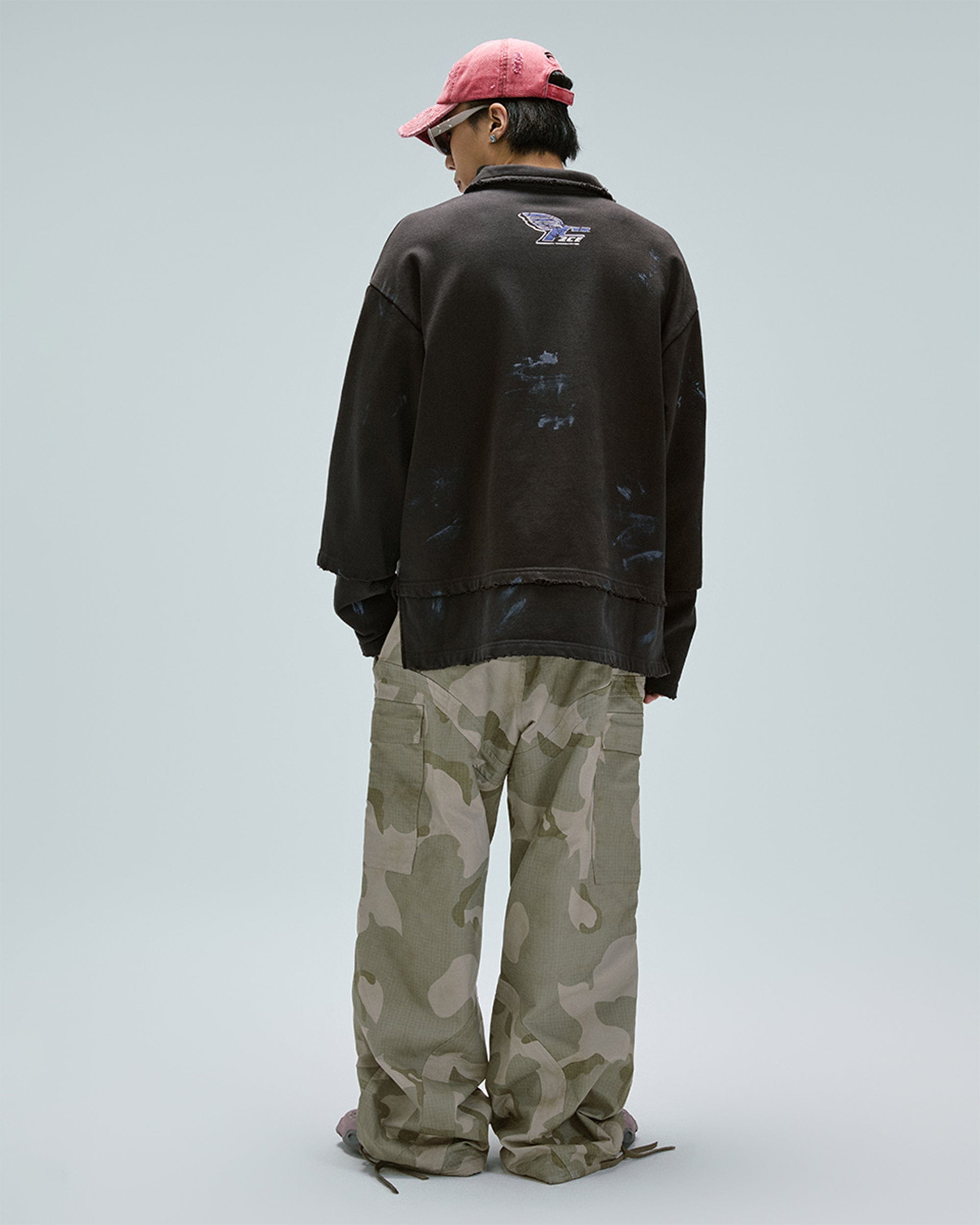 F2CE Layered Raw-Edge Racing Logo Hoodie