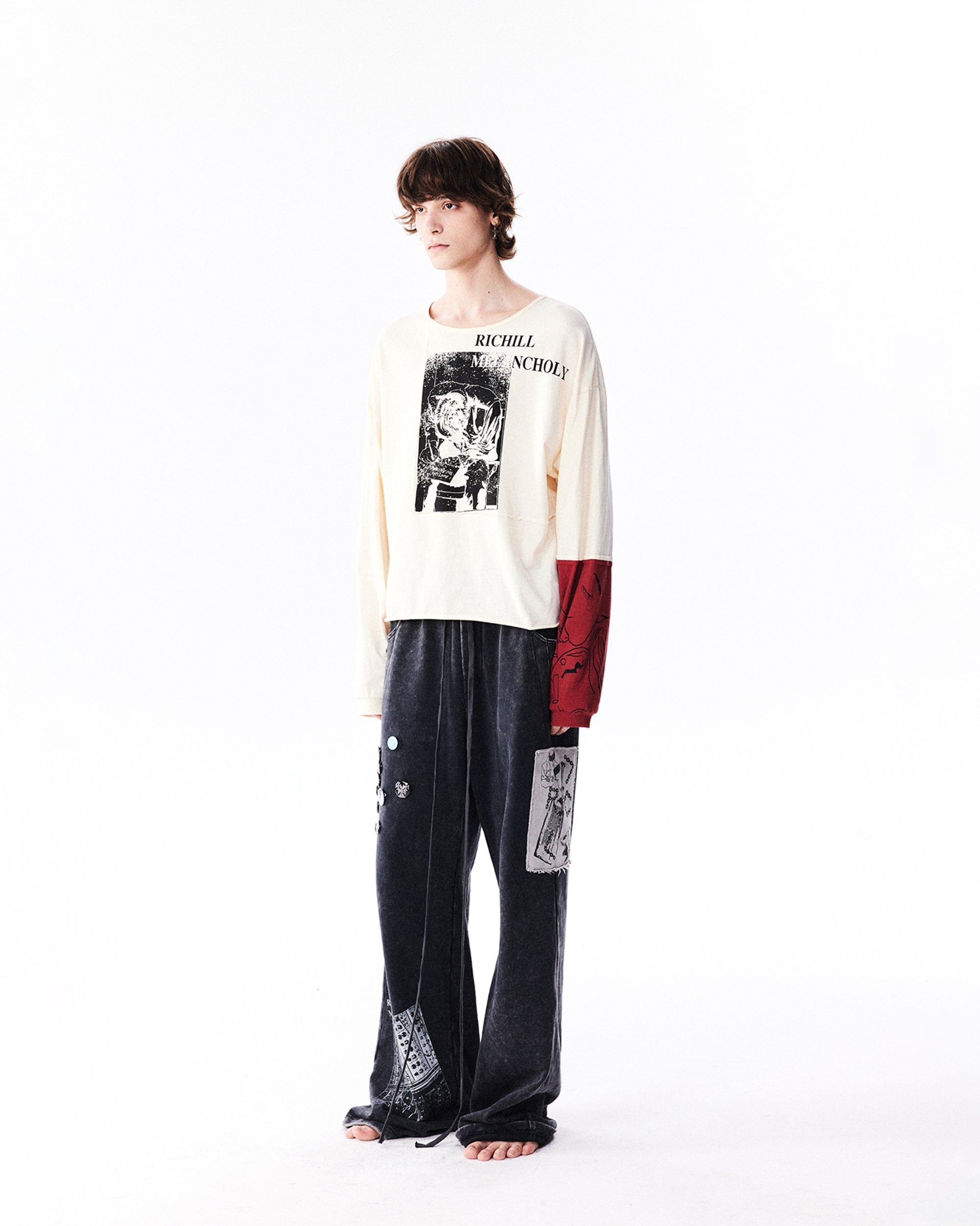 RICHILL Washed Badge Patchwork Pants