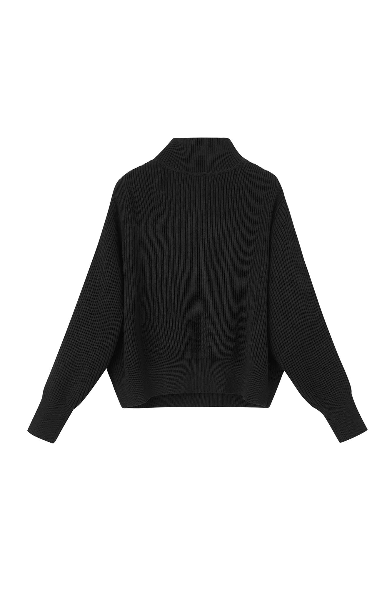 LOSTNFOUND Paneled Side-Zip Mock Neck Sweater