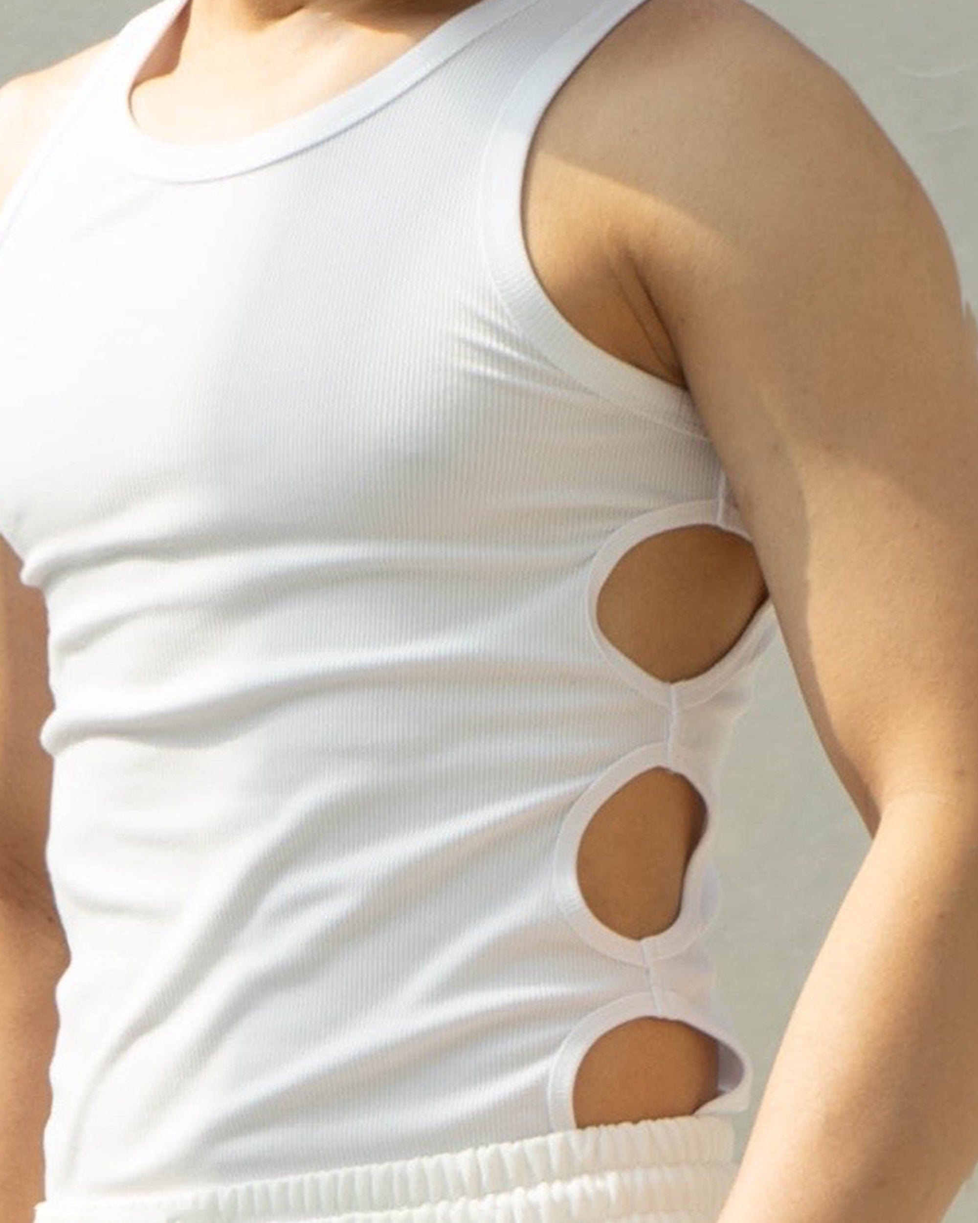 CLP Slim Hollowed Tank Top White