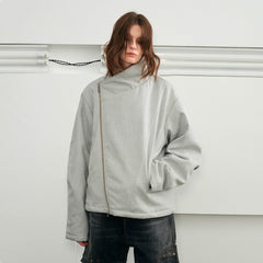 KREATE Detachable Faux Fur Collar Asymmetrical Jacket
