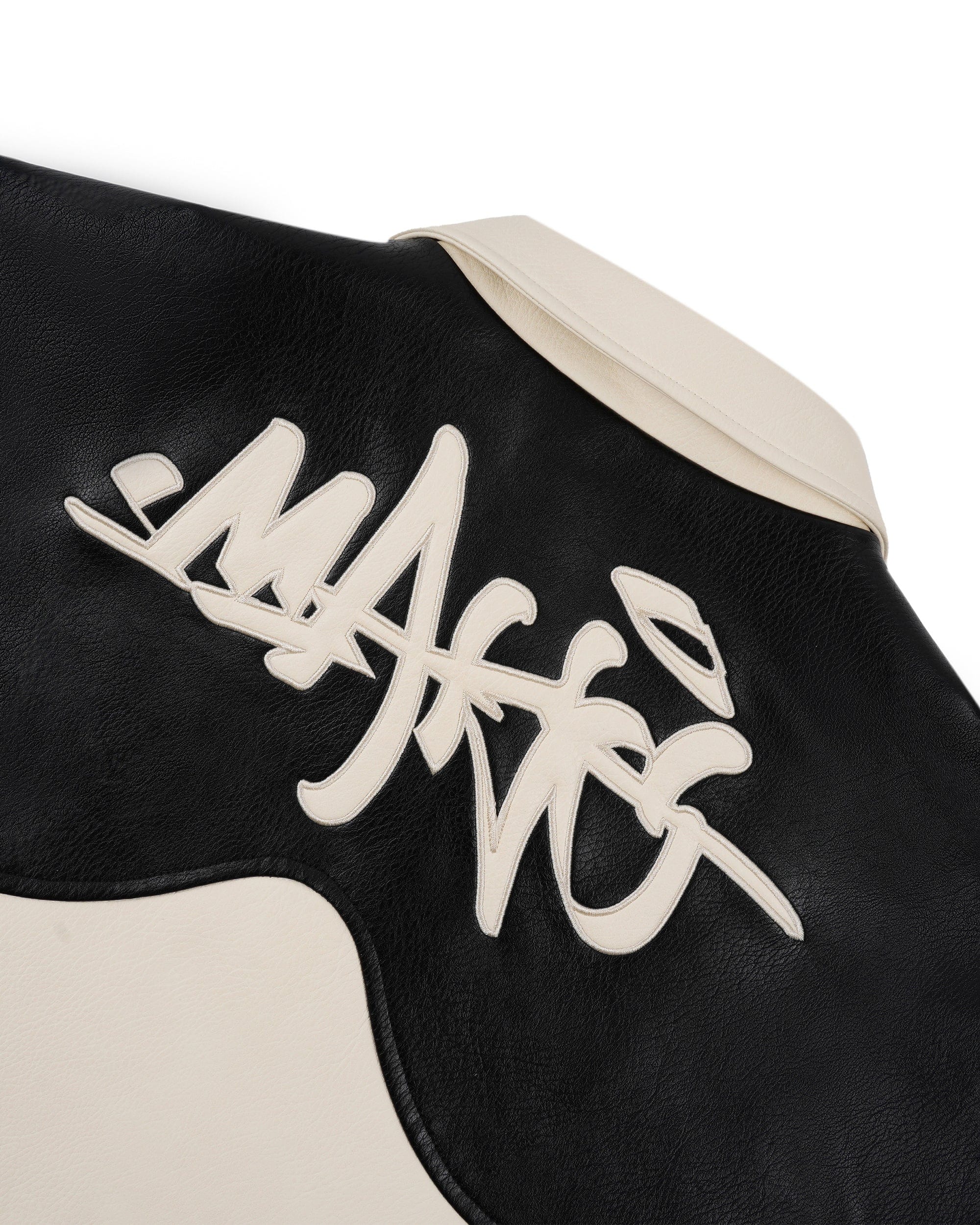 MAKEMORE Modern Deconstructed PU Zip-Up Jacket