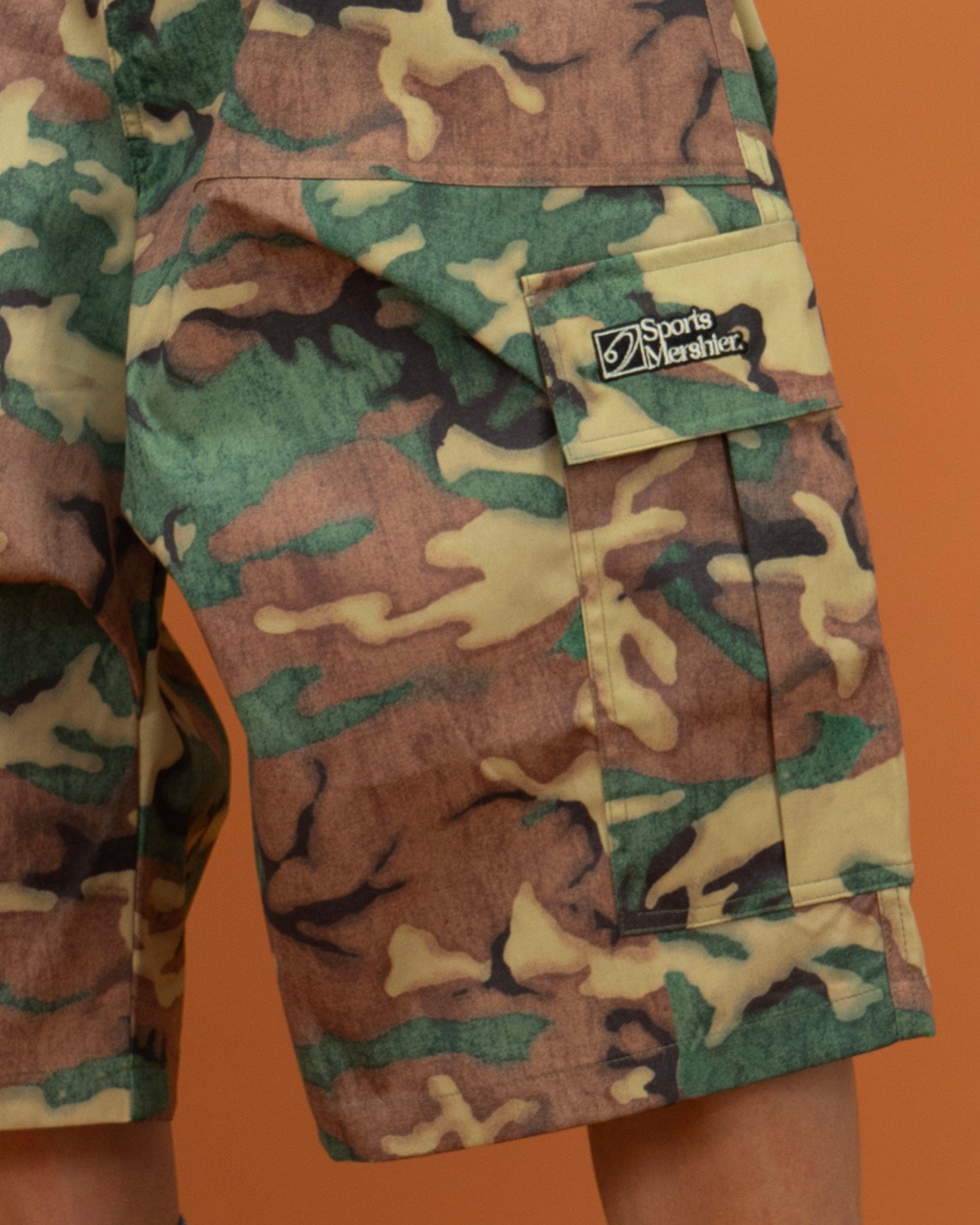 CLP Washed Crinkled Camo Cargo Shorts
