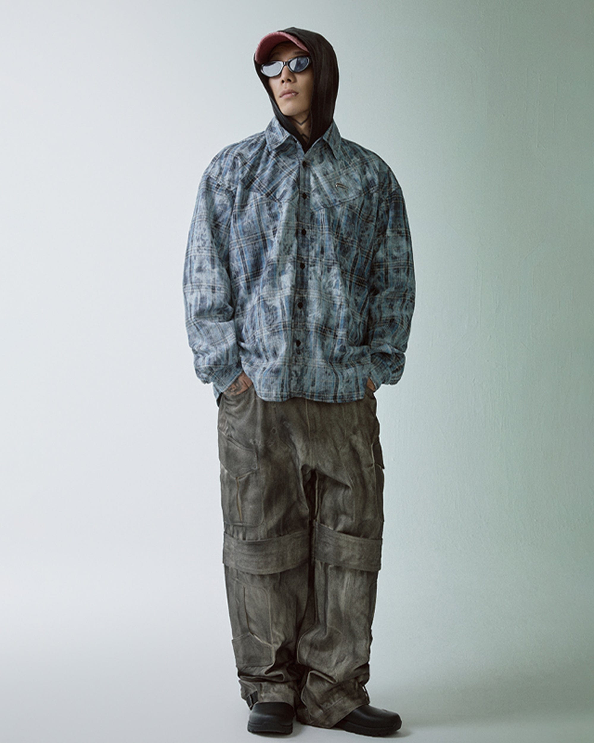 F2CE Spliced Abstract Plaid Shirt