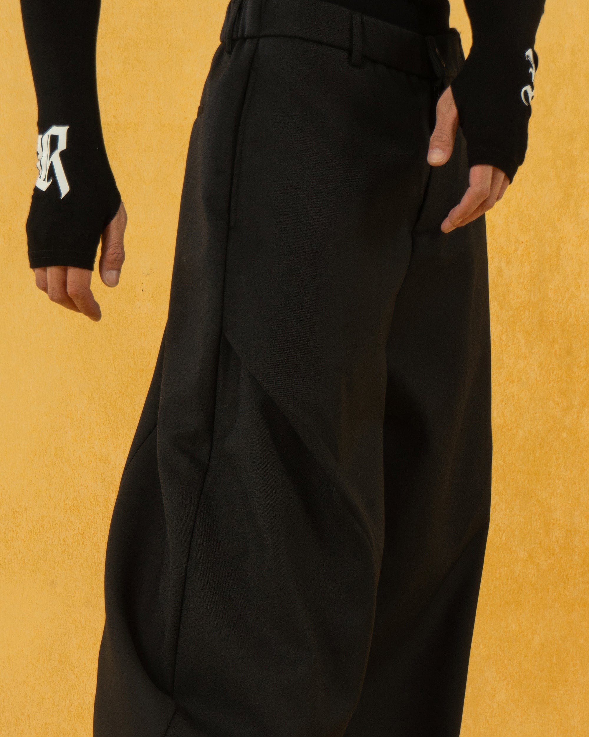 CLP Curved Crinkled Floor-Length Trousers
