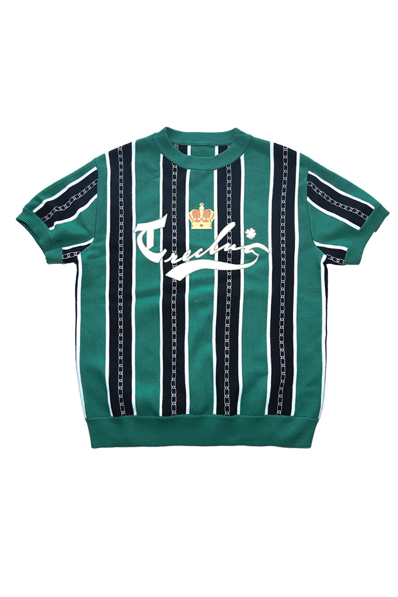 TRECLUB Retro Chain Stripe Knit T-Shirt