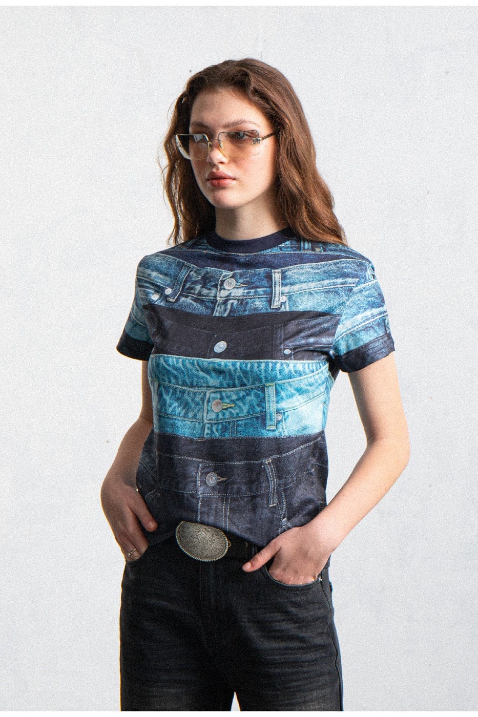LEONSENSE Full Print Jeans T-Shirt