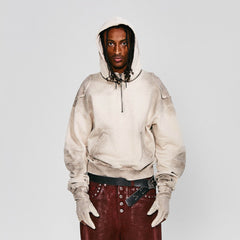 FLYERRER Distressed Detachable-Hood Glove-Sleeve Hoodie