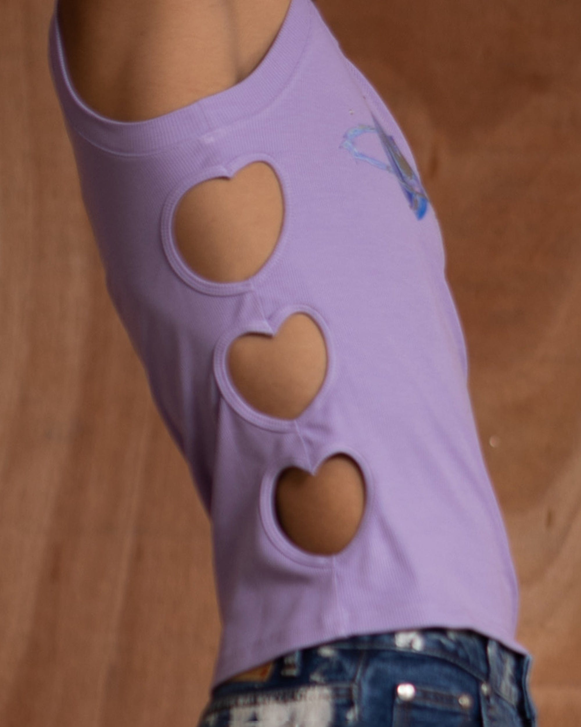 CLP Metallic Heart Slim Hollowed Tank Top Purple