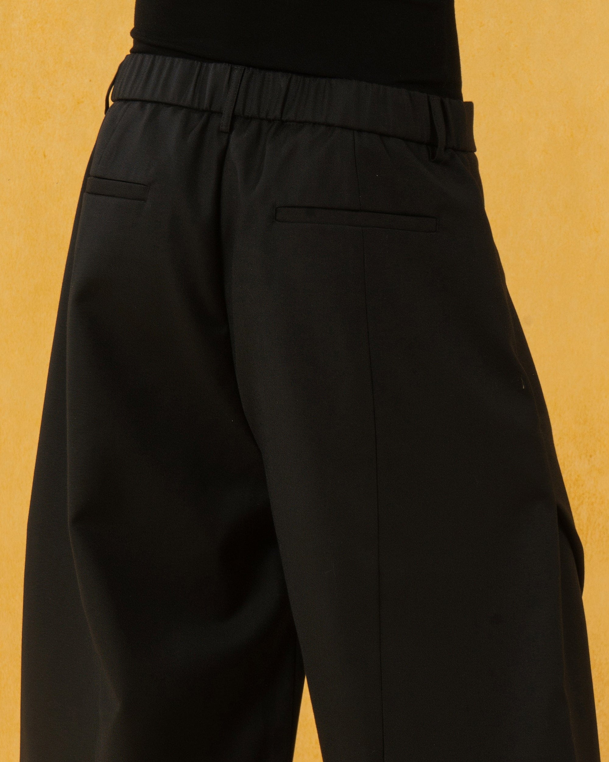 CLP Curved Crinkled Floor-Length Trousers