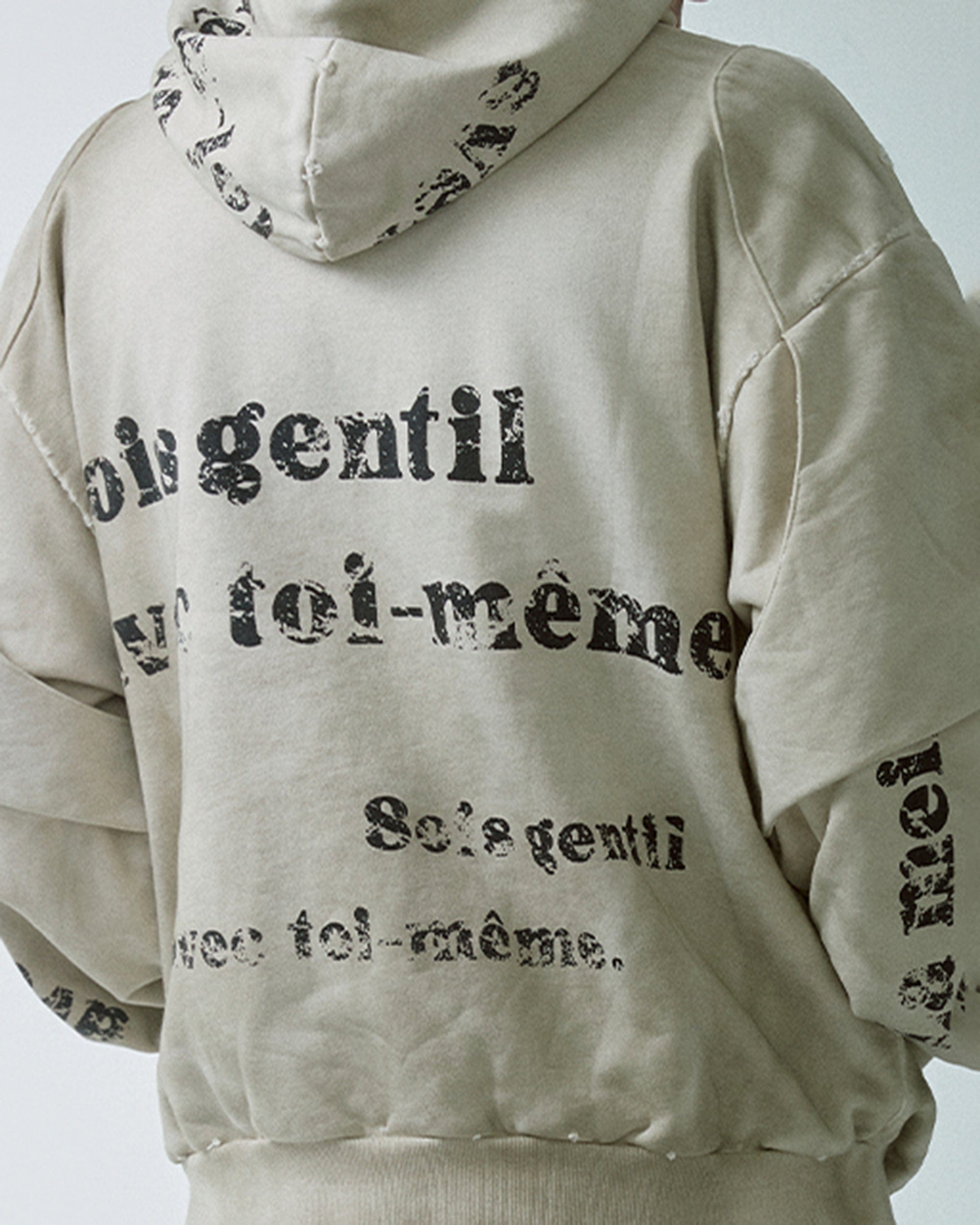 F2CE Distressed Layered Slogan Hoodie