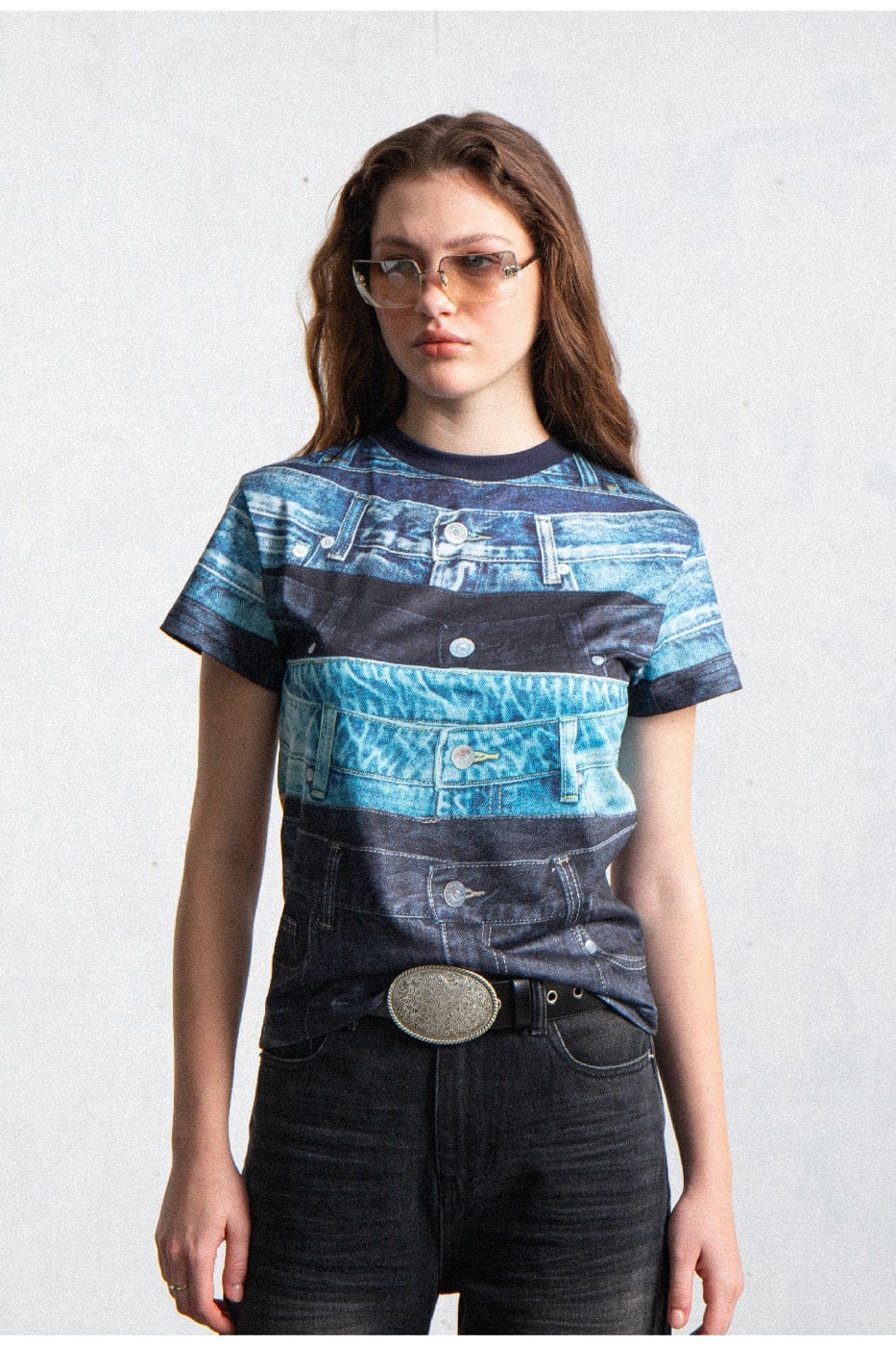 LEONSENSE Full Print Jeans T-Shirt