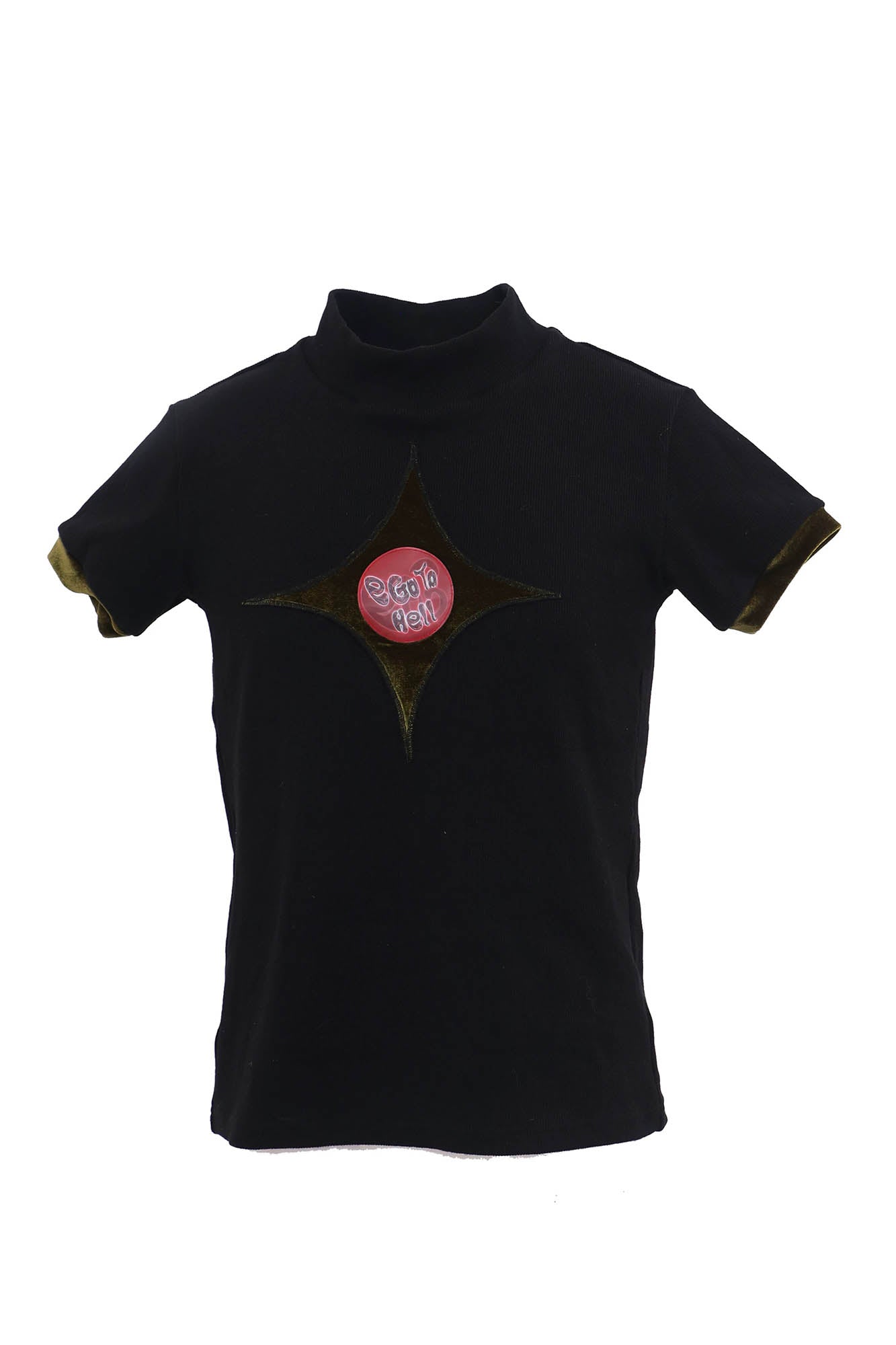 EMBRYO Four-Point Star Spliced Mock Neck T-Shirt