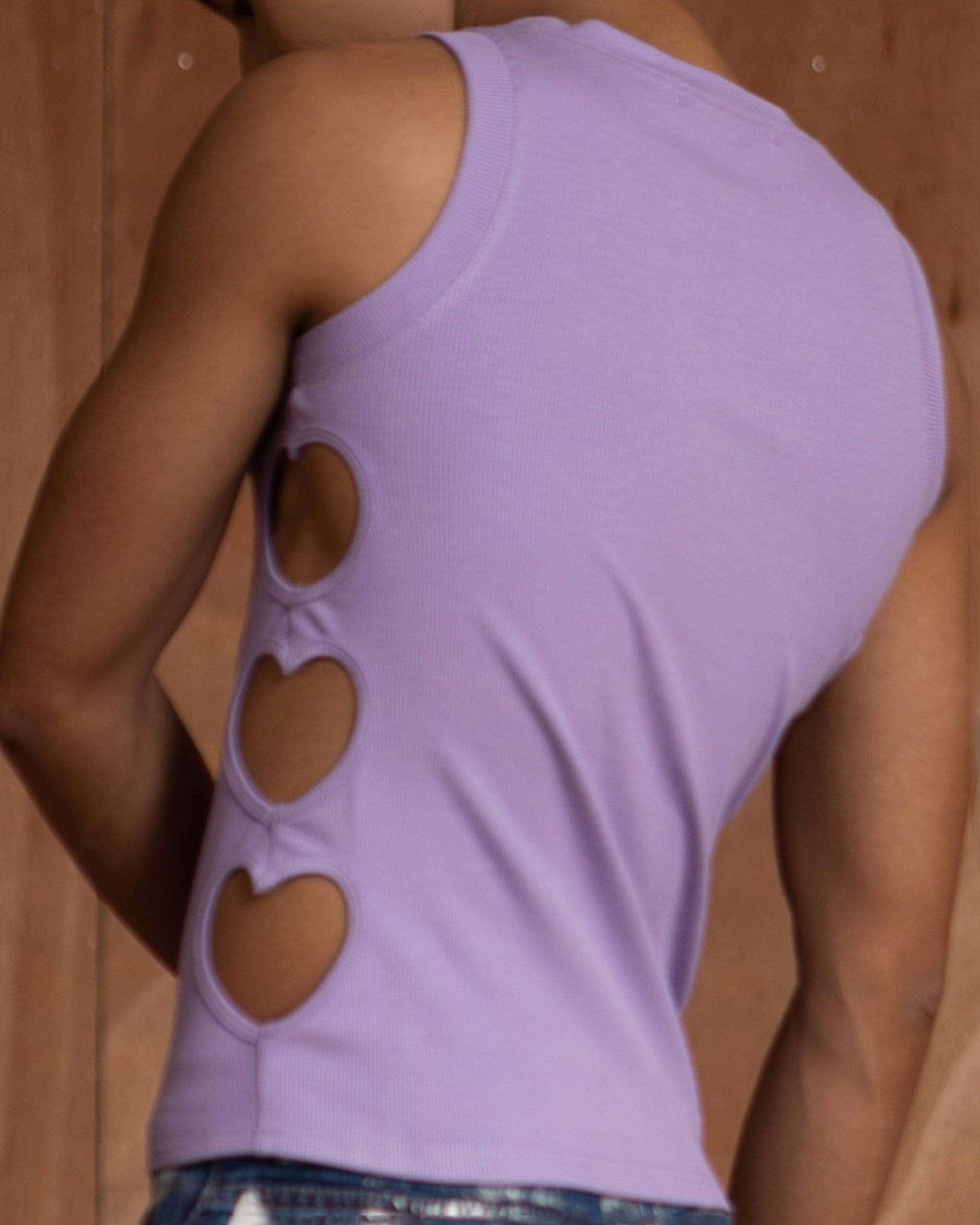 CLP Metallic Heart Slim Hollowed Tank Top Purple