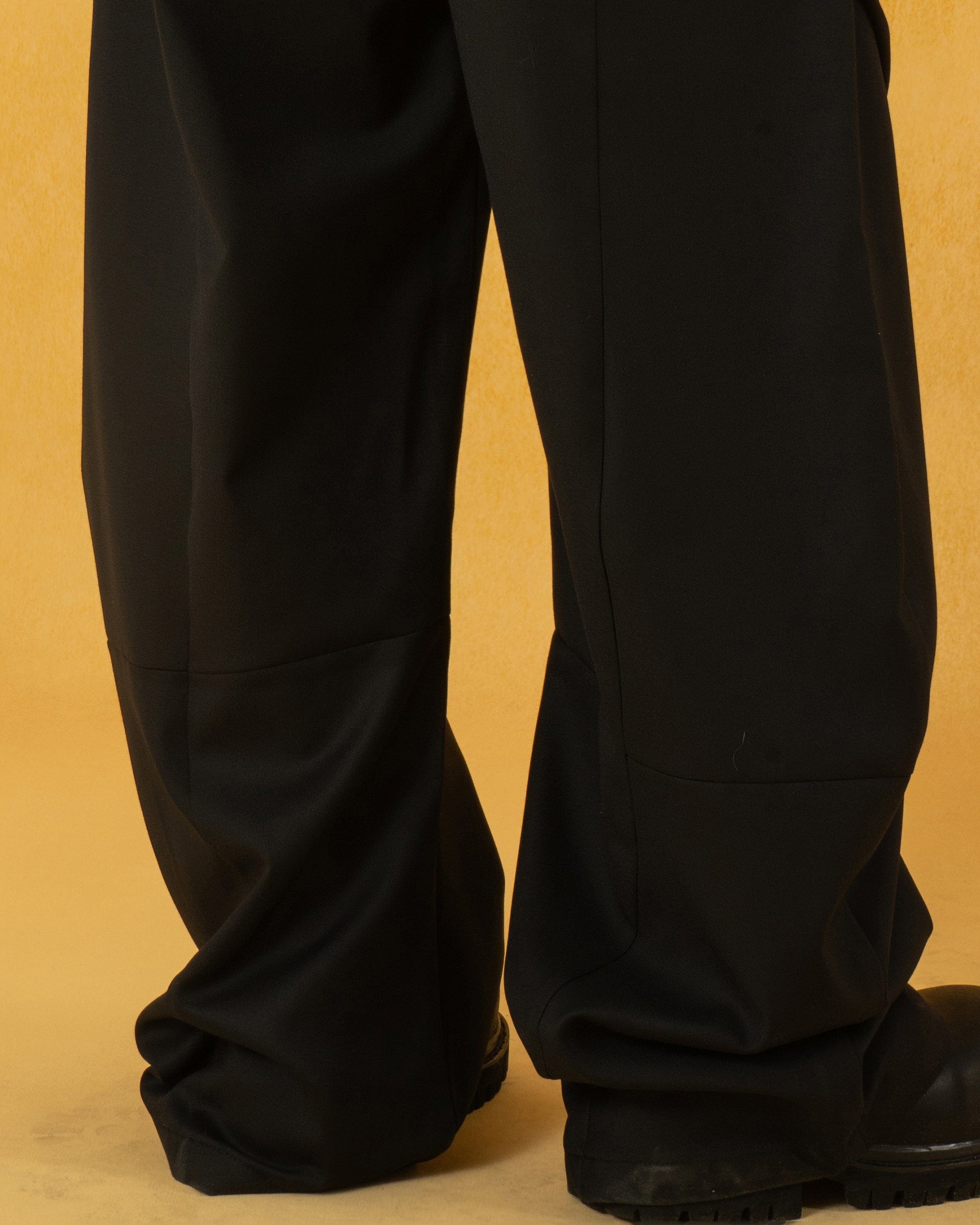 CLP Curved Crinkled Floor-Length Trousers