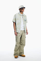 BONELESS Plaid Floral Logo Embroidered Shirt