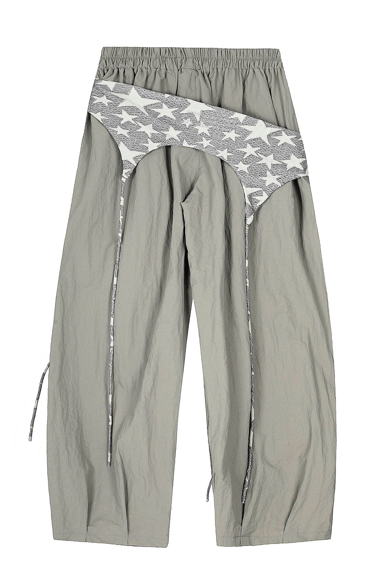CLP Layered Crinkled Waist-Panel Parachute Pants