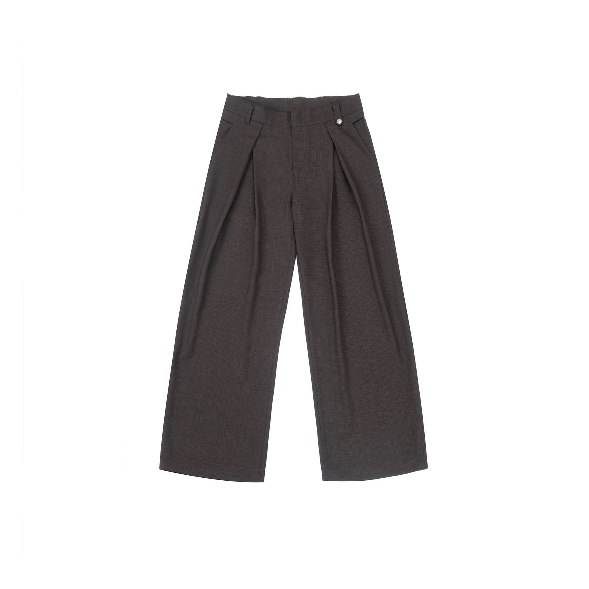 IN EXISTENCE Inverted Pleats Mini Check Wide-Leg Trousers