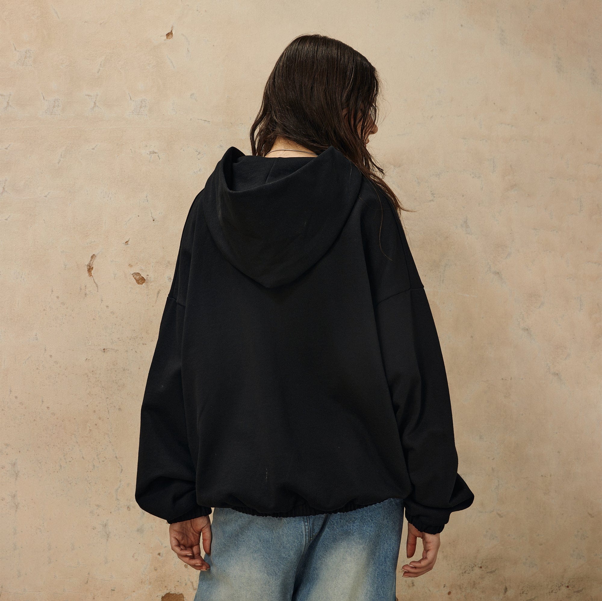 OVDY Star Embroidery Punk Zip-Up Hoodie
