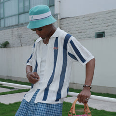 STEEPC No.96 Patchwork Striped Knit Half Shirt