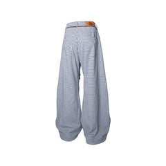 RELABEL Detachable Scarf Grid Pleated Pants