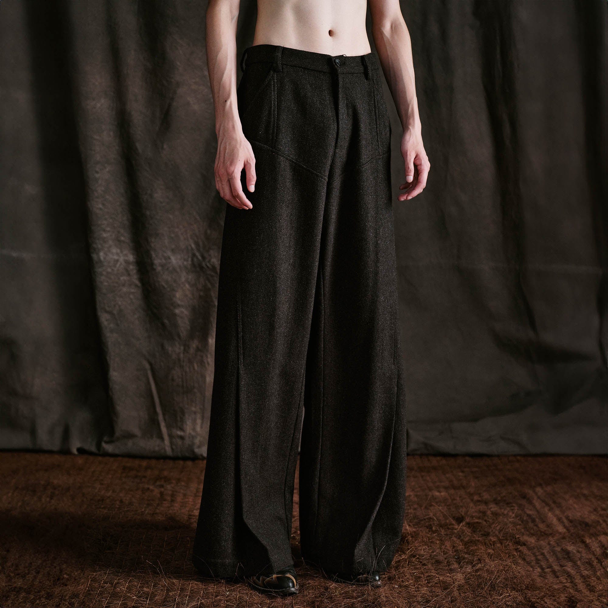 ILNya Nieternite Nifutur Layered Spliced Wool-Blended Straight-Leg Trousers