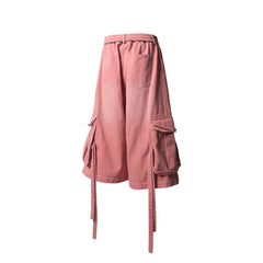 RELABEL Washed Strap Drawstring Cargo Shorts