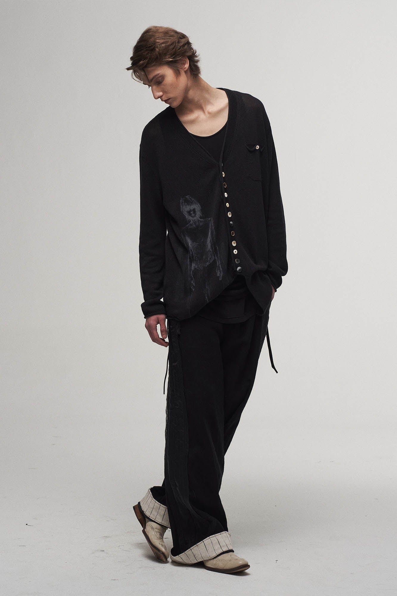 ILNya Nieternite Nifutur Ghostly Graphic Sheer Oversized Cardigan