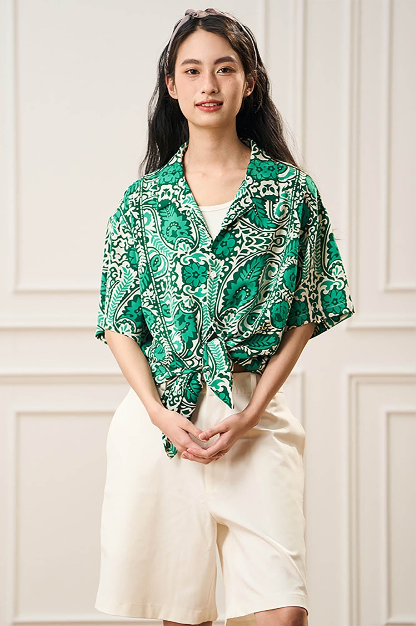 EPIC POETRY Paisley Prints Cuban Half Shirt