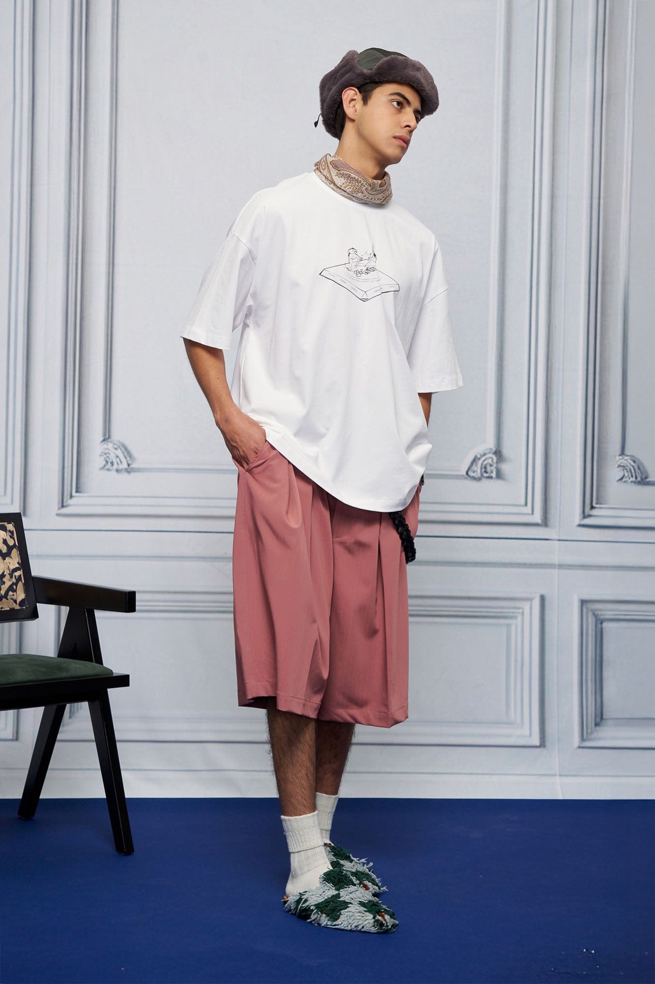 UNLIMITED MOTE Pleated Wide-Leg Drawstring Shorts Rose Pink