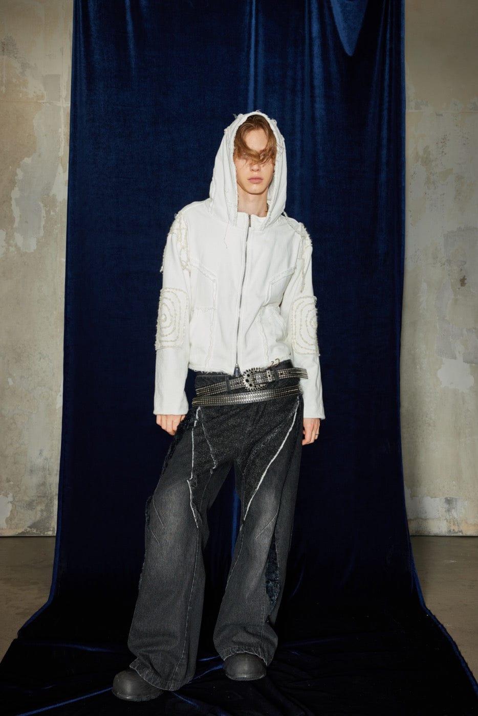 DND4DES Raw-Edge Faux Fur Spliced Jeans