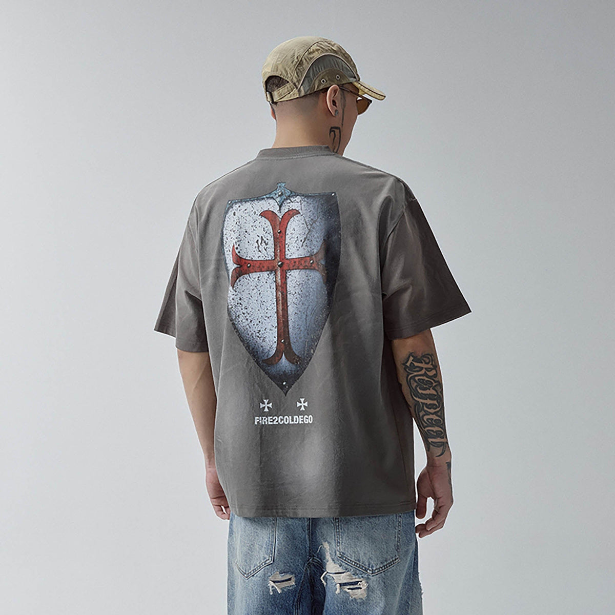 F2CE Distressed Shield Graphic Heavyweight T-Shirt