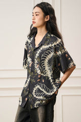 EPIC POETRY Floral Serpent Skeleton Half Shirt