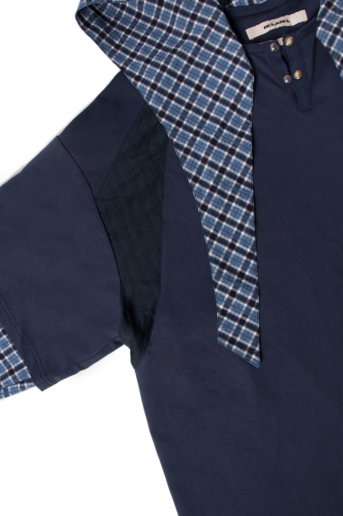 RELABEL Checked Detachable Hood Layered Shirt