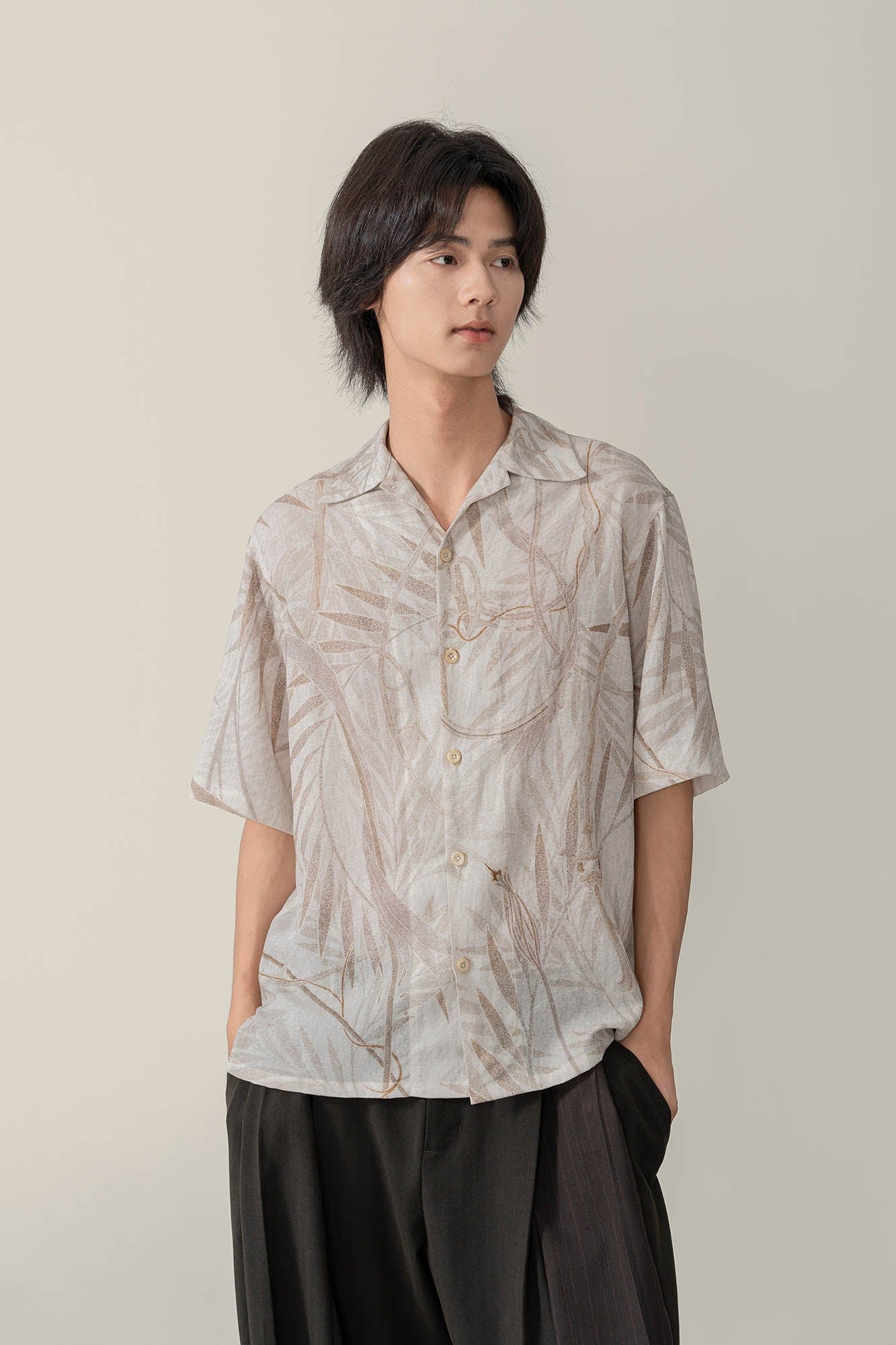 MOITIEDEPETALE Retro Foliage Half Shirt