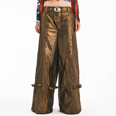 EMBRYO Metallic Devil Horned Wide-Leg Pants