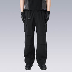 SILENSTORM Multi-Pocket Drawstring Crinkled Pants