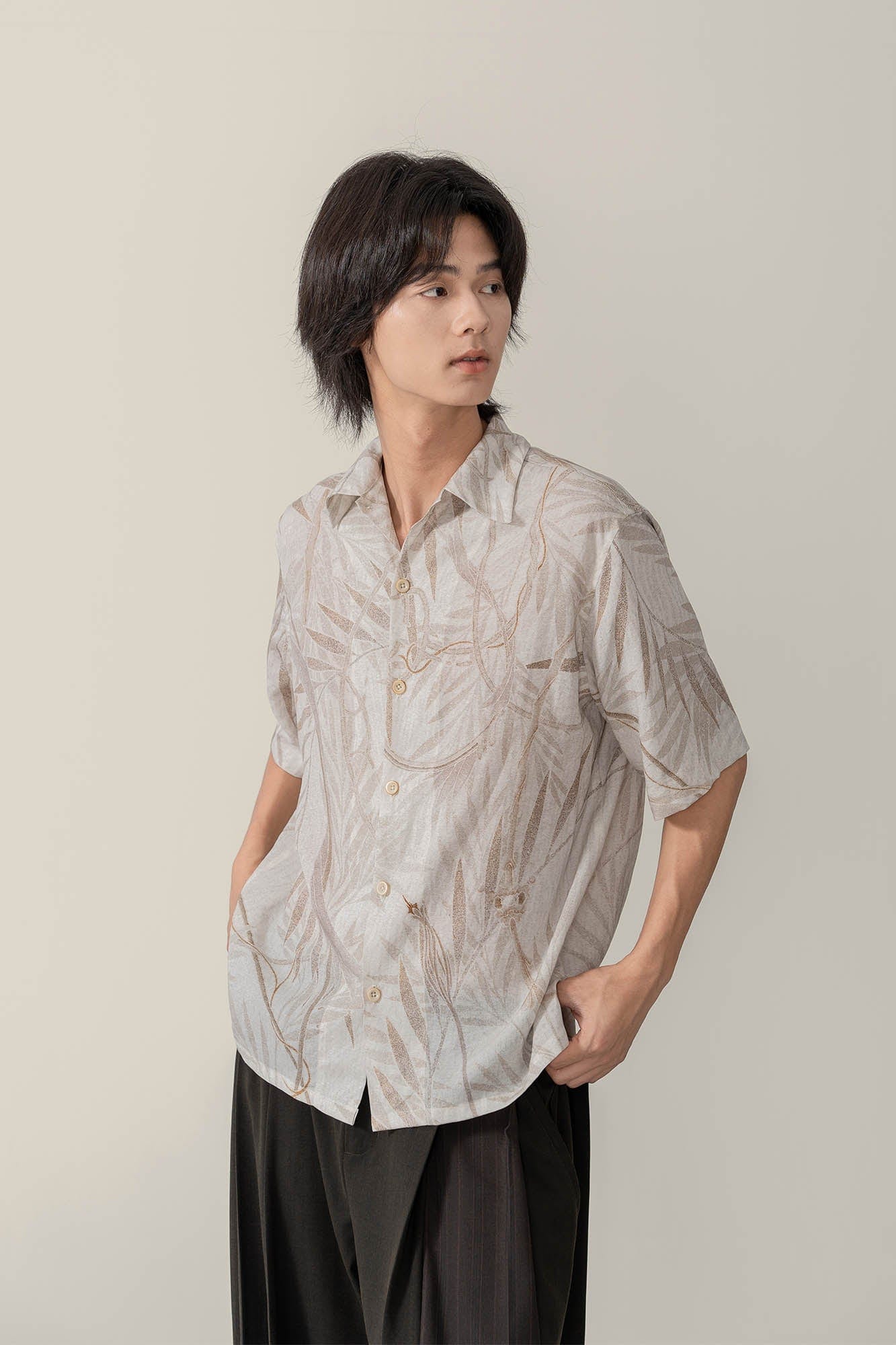 MOITIEDEPETALE Retro Foliage Half Shirt
