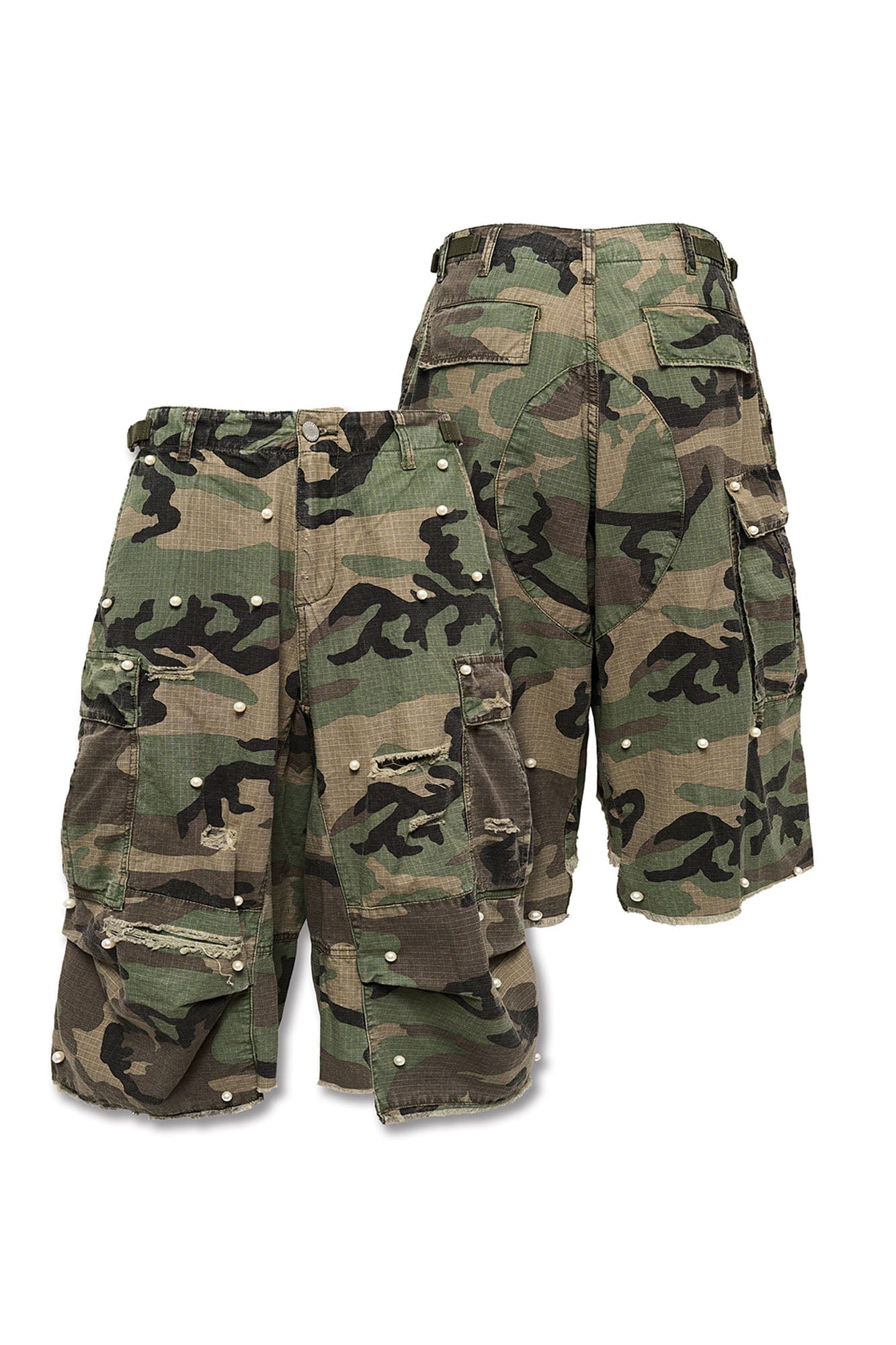 STEEPC Camo Pearl Multi-Pocket Rippled Shorts