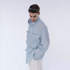 ASSEEN Rose Embroidered Pocket Linen-Blended Overshirt