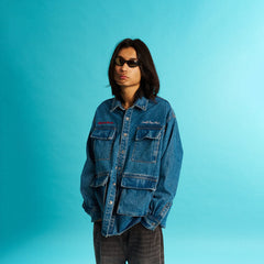 WCC Multi-Pockets Musical Skeletons Denim Jacket