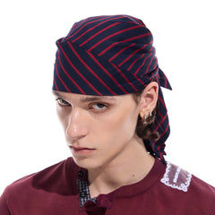 WHISTLEHUNTER Striped Detachable Chain Lace-Up Headscarf