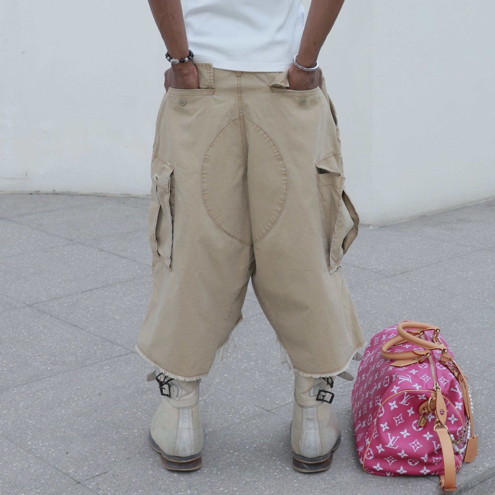 STEEPC Ripped Multi-Pocket Spliced Shorts