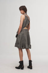 ILNya Nieternite Nifutur Asymmetrical Panelled Contrast Back-Tie Vest Brown