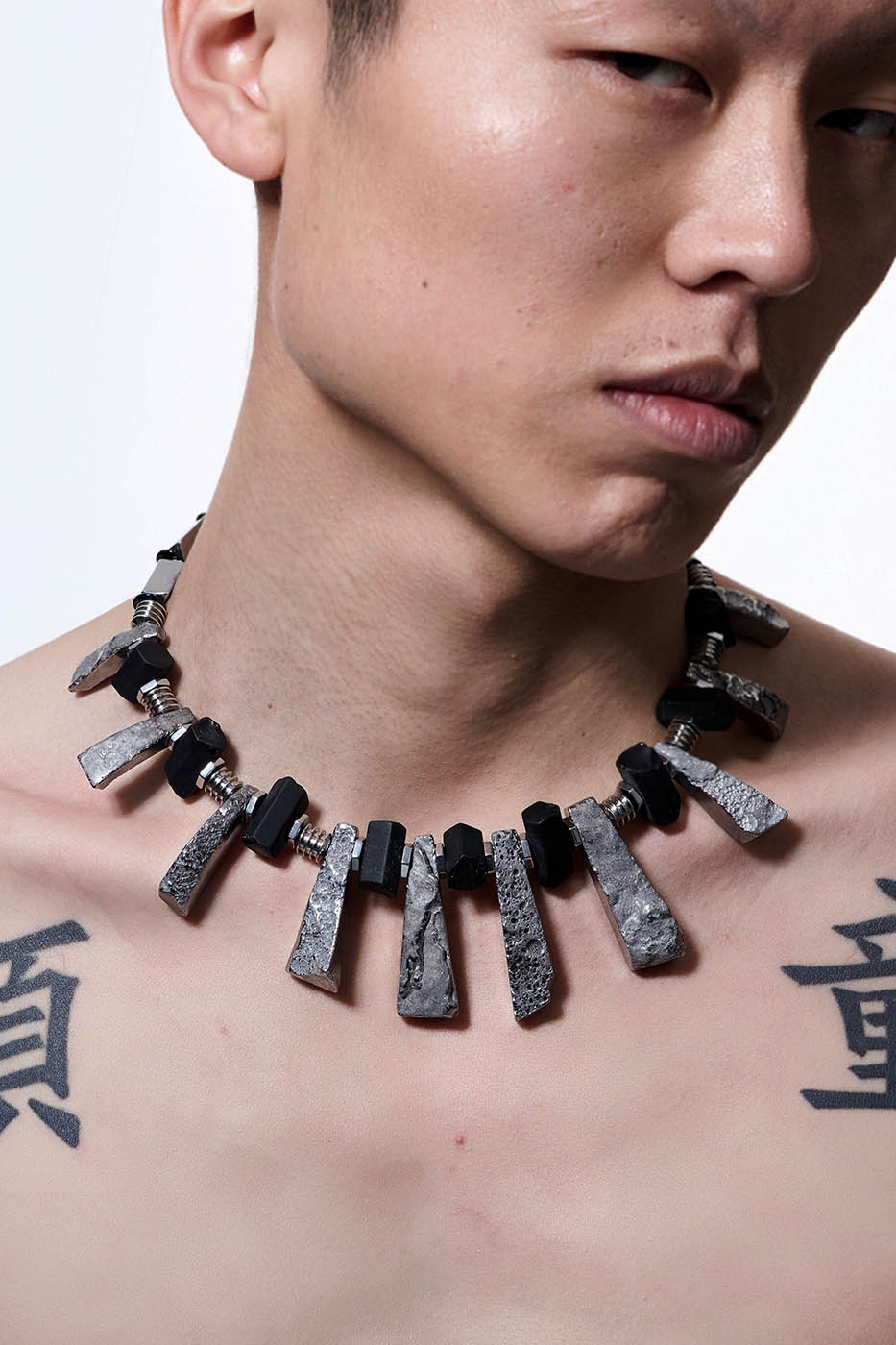 ILLUSORY Distressed Metal Reversible Necklace