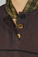 GONGHE REPUB Retro Chain Embroidered Henley T-Shirt