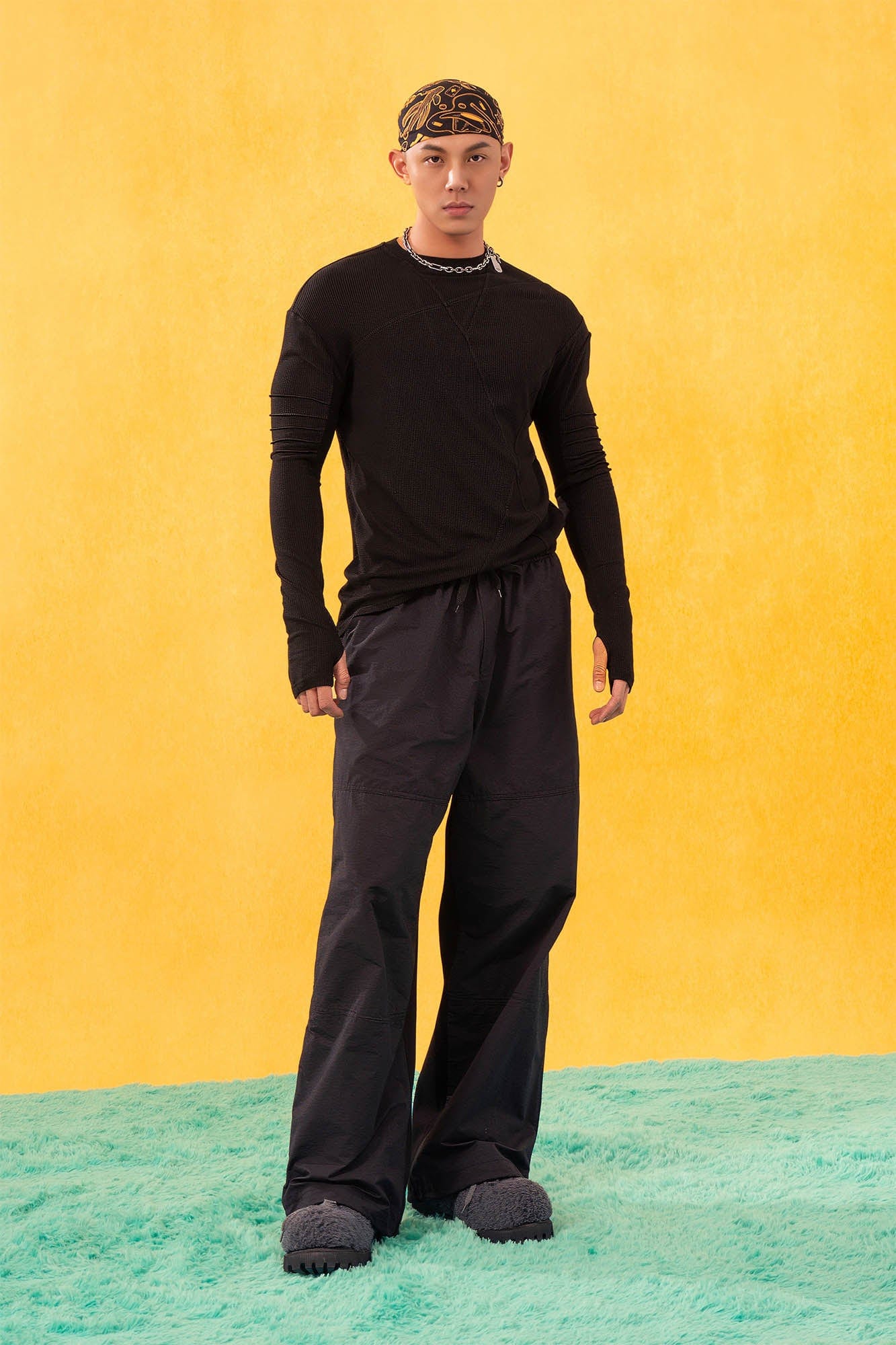 CLP Asymmetrical Spliced Slim Fit Long-Sleeve Tee