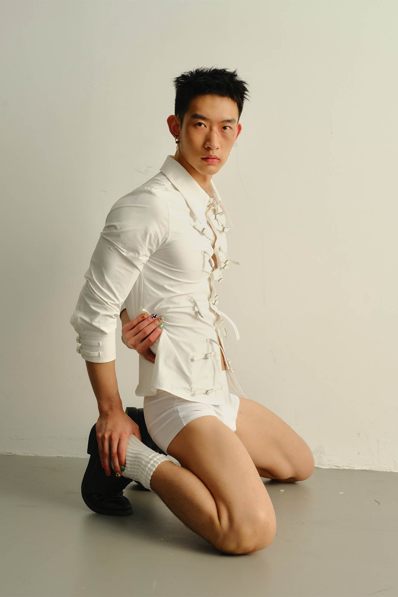 KADAKADA Asymmetrical Multi-Buckle Tailored Fit Shirt